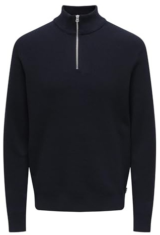 Only & Sons Herren Onsphil Reg 12 Cotton Half Zip Knit Noos Pullover, Dark Navy, L EU
