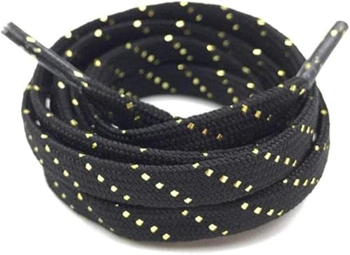 Aeromdale Cordones planos de poliéster de 7 mm de ancho con cinta de alambre dorado, zapatillas deportivas, cuerdas para botas, unisex, adultos y niños, 1 par – 70 cm
