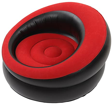 Fockety Aufblasbare Couch, tragbare ergonomische Beflockung Luft Sofa einfach aufblasbaren Stuhl, schnelle Inflation Lounge Stuhl Luft faul Sofa für Wohnzimmer, Schlafzimmer, Büro, Reisen (Rot)