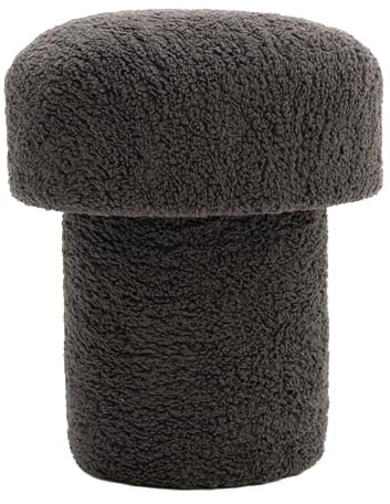 Dekorist Pilz Pouf Hocker, Dekorativ Sitzpouf, Sitzpuff, Fußhocker, Puff Hocker für Wohnzimmer, Outdoor Sitzhocker, Schlafzimmer, 40x40x42h cm, Schwarz