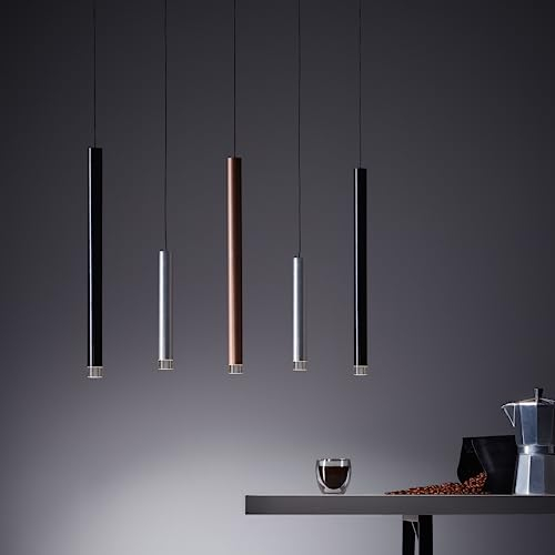 Lightbox LED Hängelampe - 120 x 89 cm - glamouröse Pendelleuchte - in 3 Stufen dimmbar per Wandschalter - max. 2600 lm - 3000 K - für das Esszimmer - aus Metall/Kunststoff - in Aluminium/Schwarz/Braun