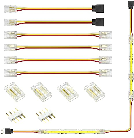 ALITOVE Set di connettori per strisce LED a 3 poli, larghezza 8 mm, sintonizzabile, striscia LED CCT, cavo di prolunga terminale senza saldatura