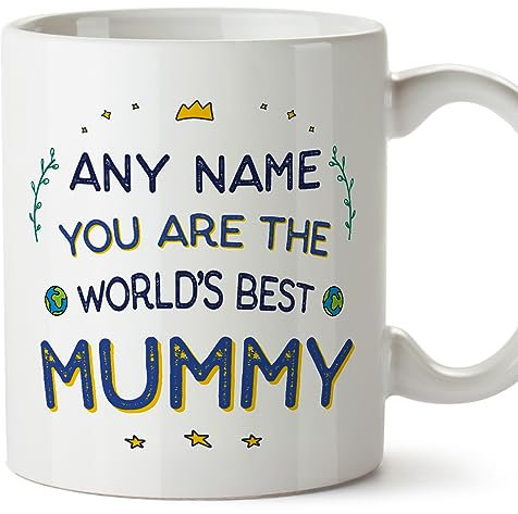 MUGFFINS Personalised Mug for Mummy - in English - World's Best - Funny Custom Gift - Ceramic 11oz Mug
