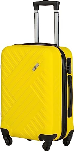 Xonic Design Boardcase Reisekoffer - Hartschalen-Koffer mit 360° Leichtlauf-Rollen - hochwertiger Kabinen-Trolley mit Zahlenschloss - Hand-Gepäck in 55x35x20cm ((Boardcase Neon Gelb, S))