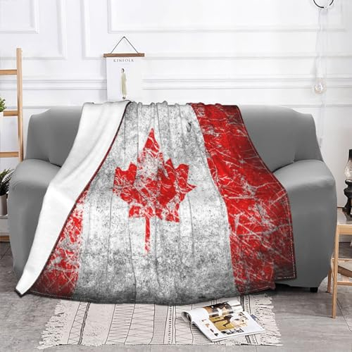 Fleecedecke mit Kanada-Flagge, Mikrofaser-Fleece-Decken für Sofa, Bett, Couch und Reisen, 127 x 101 cm