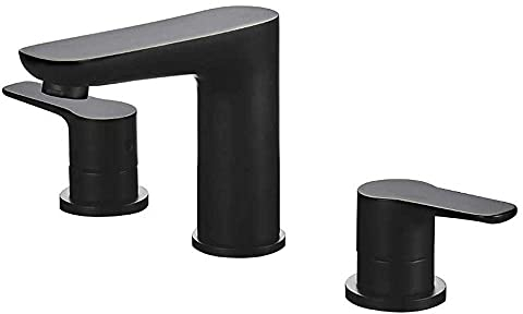 Waschbecken Wasserhahn Küche Badezimmer Waschbecken Wasserhahn Warm Home Schwarz und Silber Dreiloch Wasserhahn Becken Heiß- und Kaltwasserhahn Doppelter offener Wasserhahn Hotel S