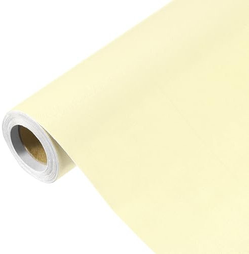 sourcing map 500 x 60cm Khaki Yellow Wallpaper, Peel and Stick Wallpaper, Khaki Yellow Contact Paper Solid Color Vinyl Self-Adhesive Wall Paper Decorative for Wall Covering