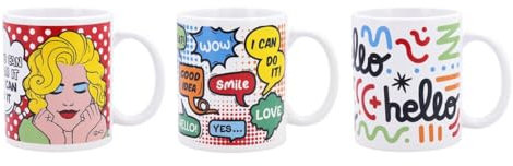 Quid Comic Set 3 Mugs Multicolor Cerámico 33cl Cómi 33cl Otras Ceramicas Apto Microondas