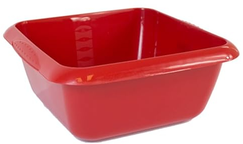 Square 7L Red Glliter Plastic Kitchen Household Cleaning Washing Up Sink, Basin Mixing Bowl