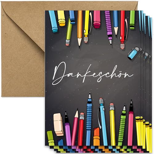 the lazy panda card company Set mit 10 Dankeskarten für Lehrer und Lehrerassistenten. Geeignet für Schule und Kita.