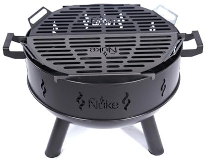 Parrilla Barbacoa de Carbon Grill Fogonero 60 Argentino Redondo Uso Exterior Doble emparrillado Portatil, Color Negro Medidas: 60x50x30 cm