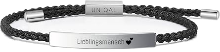 UNIQAL | Personalisiertes Armband mit Gravur 'FINESSE' für Herren und Damen | Edelstahl und geflochtenes Band | Verstellbar | Handgemacht in Deutschland | Gratis Etui (Silber)