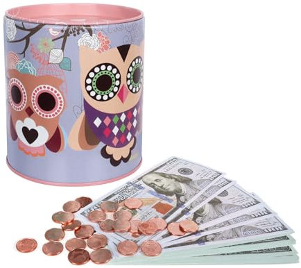 Figarge Money Box Lovingly Illustrated Money Boxes for Girls Boys Children's Day Birthday School Gifts Piggy Bank Made of Metal (Lila)