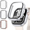 [3Stück] Kamita Hülle Kompatibel mit Apple Watch Serie 10 46mm Schutzhülle mit Displayschutzfolie aus 9H Gehärtetem Glas, Hart PC Bumper Case Rundumschutz Gehäuse für iWatch10 (Klar+Silber+Roségold)