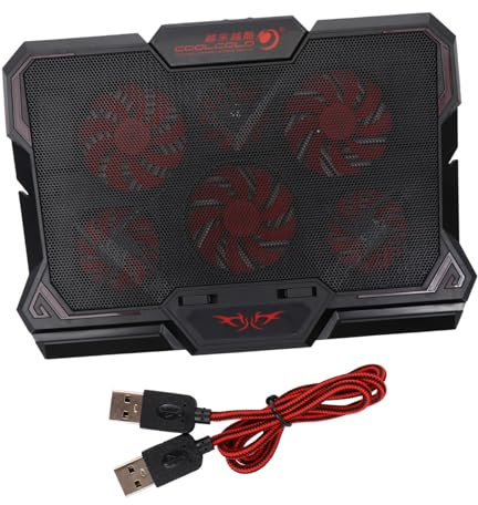 jojofuny 6 Laptop Fan Cooler USB Laptop Cooler Laptop Lap Cooler Black Plastic Gaming Laptop Cooler