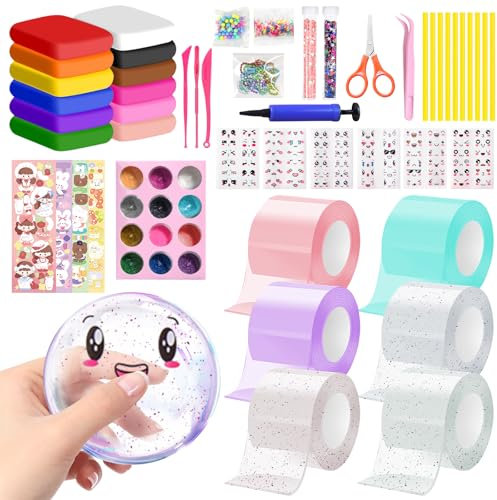 70 Stück Nano Tape Bubbles Set, Nano Klebeband, Blowing Bubble Tape, DIY Nano Doppelseitiges Klebeband, Transparentes Nanoband Multipurpose Nano Tape Bubble Craft Kit für Kinder
