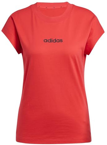 adidas Femme Essentials Linear Cotton T-Shirt, Pure Ruby/Black, M