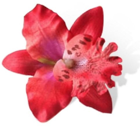 Orchid Flower Hair Clip Slide Grip Retro Vintage Pinup (Red)