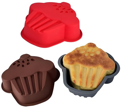 Moldes de Silicona para Tartas,3 Piezas Moldes Molde Galletas, molde Silicona Bizcocho Navidad, Molde Antiadherente de Liberación Rápida para Muffins Puddings Pan