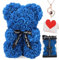 Rose Bear Gift, 10 Inch Artificial Flower Rose Teddy Bear with Gift Box, for Anniversary, Valentine's Day, Wedding, Birthday, Romantic Gift for Her (Royal)