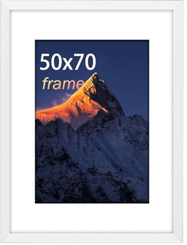 wyewye Bilderrahmen 50x70, MDF Holz Bilderrahmen 50x70 Weißer, Rahmen mit Acrylglas - zum vertikalen oder horizontalen Aufhängen, für Fotos, Poster, Puzzles