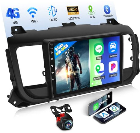 [4G/WiFi] 4+64GB 8Core CAMECHO Autoradio Android 13 para Citroën Jumpy 3 / Peugeot Expert con CarPlay GPS, Radio 2 DIN con Pantalla QLED de 13 Pulgadas, Am/FM/RDS, Bluetooth 5.0+Cámara de Reversa