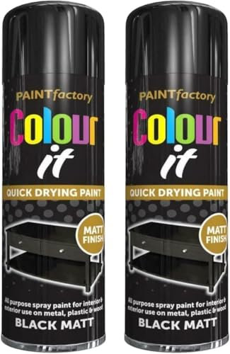 MIXEL All Purpose Black Matte Spray Paint, Quick Drying, Non Cracking, Durable And Matte Finish, Easy To Use, Interior And Exterior Use On Metal, Plastic, Wood, 250ml (2Pcs)