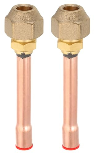 QUARKZMAN 2Pcs 3/8 SAE 45 Grados Latón Tubería Accesorio | Abocardado Conector Macho Rosca Adaptador, con Latón Tuerca y Cobre Tubo, para Aire Acondicionado HVAC Refrigeración
