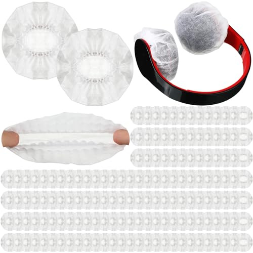 Hoteam 1000 pezzi usa e getta per auricolari, in tessuto non tessuto, bianco, dimensioni 8-11 cm, cuffie on ear