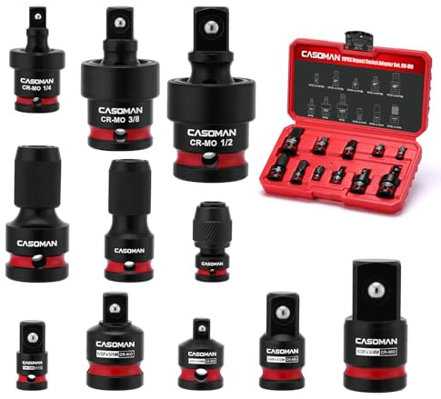 CASOMAN 11-teiliges Schlag-Steckschlüssel-Adapter und Reduzierstück, mit blasgeformter Box, CR-MO