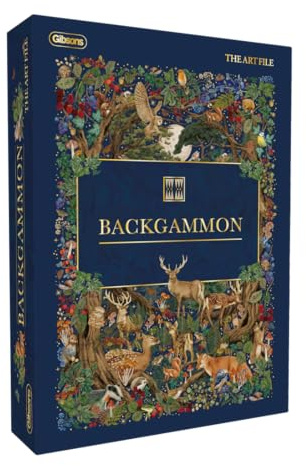 Gibsons The Art File Backgammon Set – Luxury Wooden Board Game with Woodland Design – 2 Players, Ages 6+ – Classic Strategy Game with Dice & Checkers – Premium British Gift