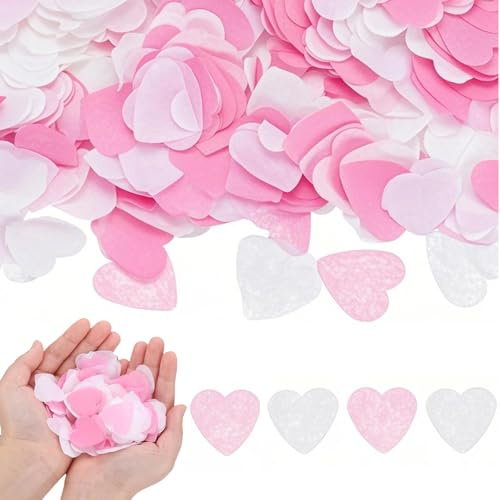 YUBBYSTU 8000Pcs Confettis Biodégradables80g Coeur Rose Confettis Décoration mariage Anniversaire,décoration de Table, Mariage pour le Mariage,la Saint-Valentin,Noël