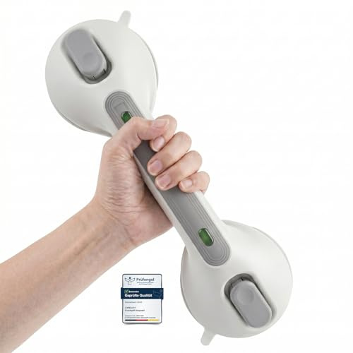 LORESJOY Haltegriff Dusche ohne Bohren mit Saugnapf | MAX 120 KG, Für Senioren, Abnehmbar, Sauggriff Bad