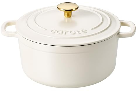 CAROTE Schmortopf aus emailliertem Gusseisen mit Deckel, 4 QT Dutch Ovens, robuster Gusseisentopf zum Backen, Schmoren, Eintöpfen, Braten, gesund und ungiftig, Doppelgriffe, alle Herdplatten