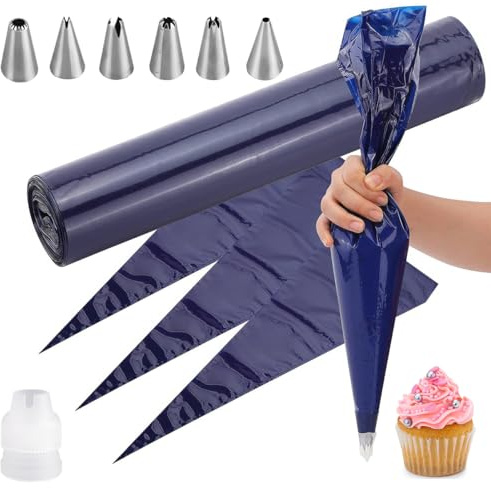 50 Pièces Poche à Douille Jetable, Extra Larges épaissir pour Pâtisserie | Poche Douille avec 6 Douilles pour Biscuits, Cupcakes, Desserts, Gâteaux, Décoration