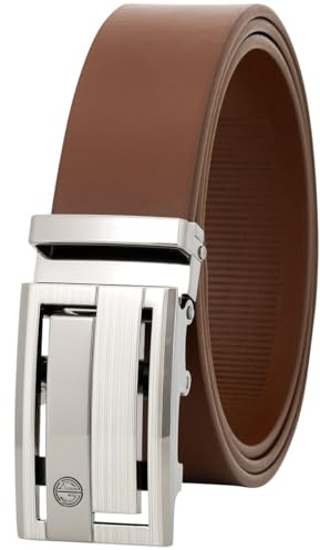 LINDENMANN Herren Automatikgürtel in Cognac, 35 mm, Rindsleder, mit Automatikschließe, stilvoller Gürtel für Business, Chinos und gepflegte Alltagslooks