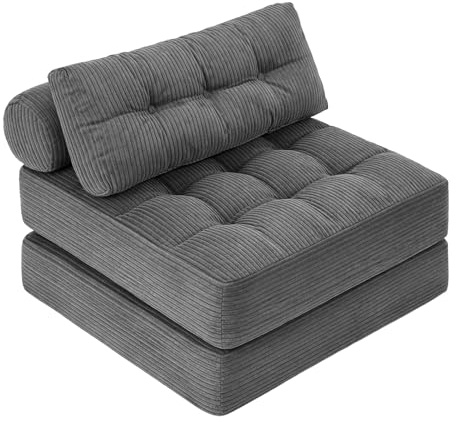 Klappbares Schlafsofa, 4-in-1-Wandelstuhlbett und Sitzsackcouch, platzsparendes Gästebett für kleine Wohnungen, Studentenwohnheime, Wohnzimmer und Schlafzimmer, keine Montage erforderlich (Grau)