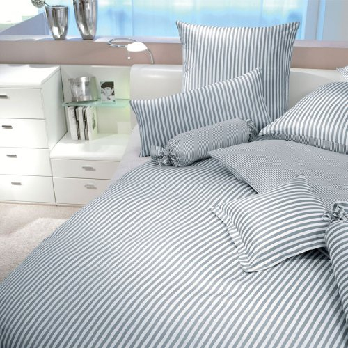 Janine Design Streifen-Bettwäsche modern classic silber (Kissenbezug einzeln 40x40 cm)