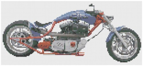 Blue Chopper Motorbike Cross Stitch Pattern Only