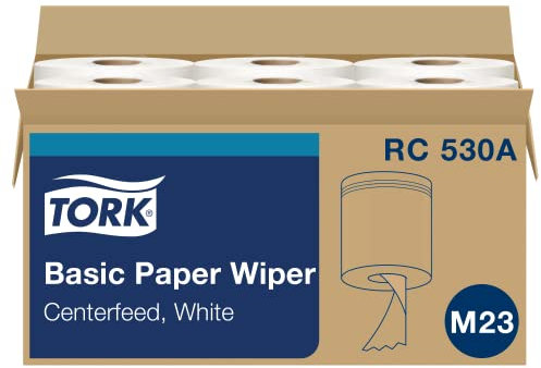 Tork) Universal RC530 Centerfeed Papier Handtuch Rolle, 2-lagig, 19,3 cm Breite x 29,8 cm Länge, weiß (Fall von 6 Rollen, 530 Pro Rolle, 3,180 Handtücher)