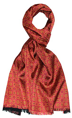 Lorenzo Cana - Luxus Herren Schal Wendeschal harmonische Farben - Vorderseite bedruckte Seide - Rückseite gewebte Wolle - 30 cm x 160 cm - 8914211