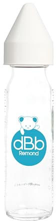 Biberon Régul'Air 240 ml dBb Remond en verre - tétine NN -nouveau né- anti-coliques en caoutchouc - blanc