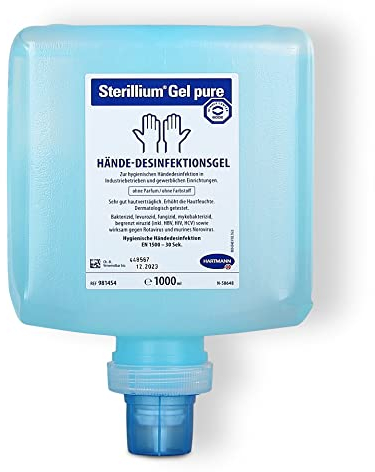 Hartmann Sterillium® Gel pure Hände-Desinfektionsgel 85% Ethanol, 1 Liter Überkopf-Flasche für CleanSafe Spender