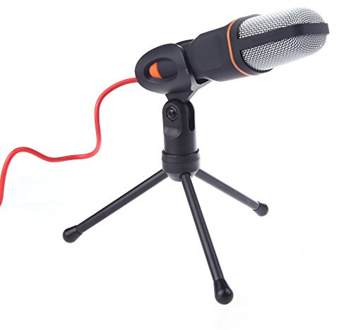 Microfono Wired microfono a condensatore con supporto Clip per Chat cantare Karaoke PC Laptop 3,5 spina, nero