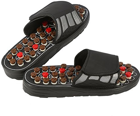 Fußmassage Schuhe Hausschuhe, Fußreflexzonenmassage Hausschuh Acupoint Stimulation Slipper Aupuncture Slipper Massage Sandalen mit 41 Akupressurpunkten 180° drehbar Therapie Tai Chi Massageschuhe