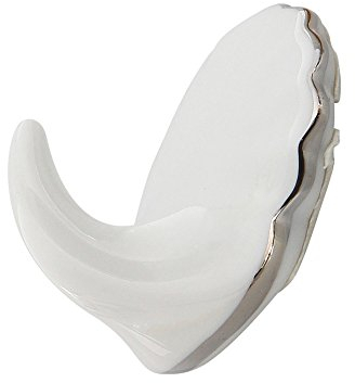 Wandhaken Rondo Porzellan 18 Karat Platin versilbert Silber-Rand, Kosmetex Handtuch-Haken, Haken Silber