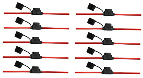 Offgridtec 6mm² Flachsicherungshalter für Kfz-Bladesicherungen, isoliertes Gummigehäuse mit wasserdichtem Deckel, 40A, 25cm Kabel, Überstromschutz für Fahrzeuge, Solar, Industrieanwendungen (10 Stück)
