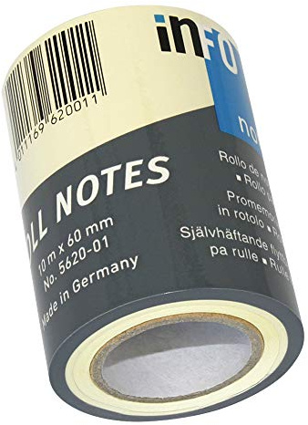 Roll Notes Haftnotizen, Nachfüllpack pastell gelb, 60 x 10000mm, Pack mit 10 Stück