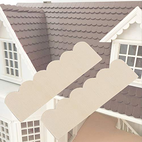 Tnfeeon 1/12 Dollhouse Roof Tile Miniature DIY Wooden Roof Tile Dollhouse Roof Tile Building Model Accessories for Any Rooms Decoration(Blank)