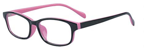 Outray - Occhiali da lettura/gioco con lenti trasparenti per computer, per bambini, adolescenti, (Nero e rosa), Medium